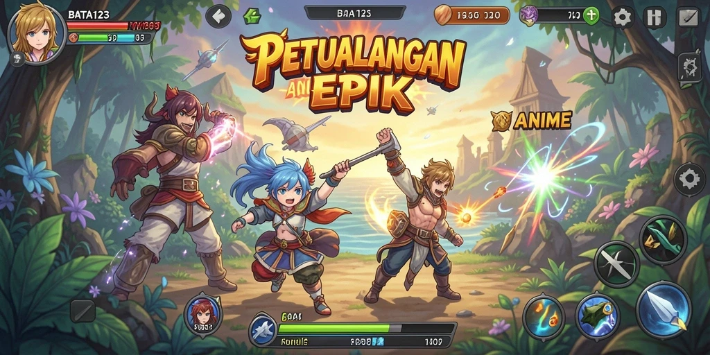 Tampilan gameplay BATA123 yang penuh aksi dan warna.