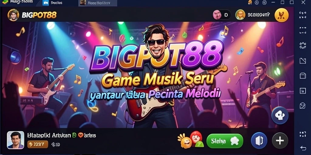 Tampilan gameplay seru dari BIGPOT88 menampilkan fitur musik dan instrumen.