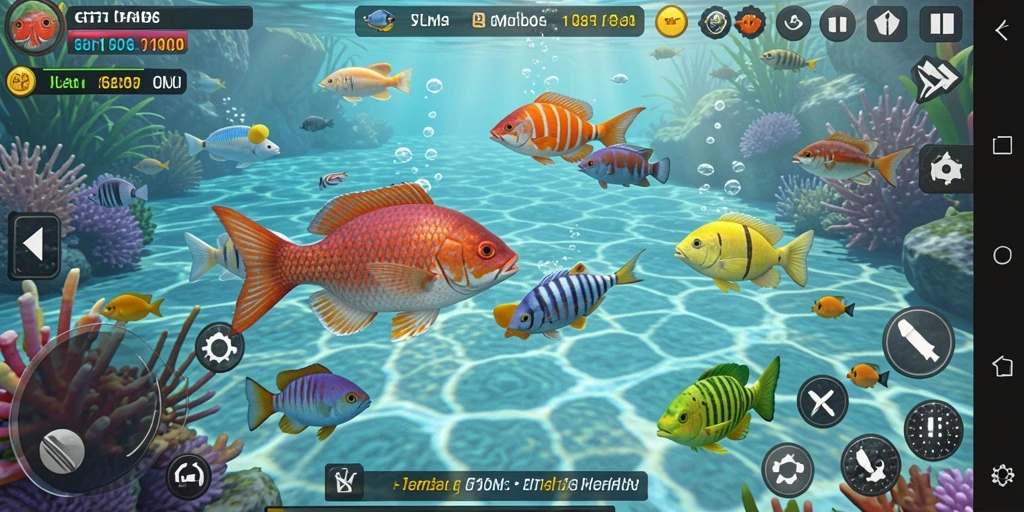 Screenshot gameplay GT108 menampilkan aksi menembak ikan yang mendebarkan.