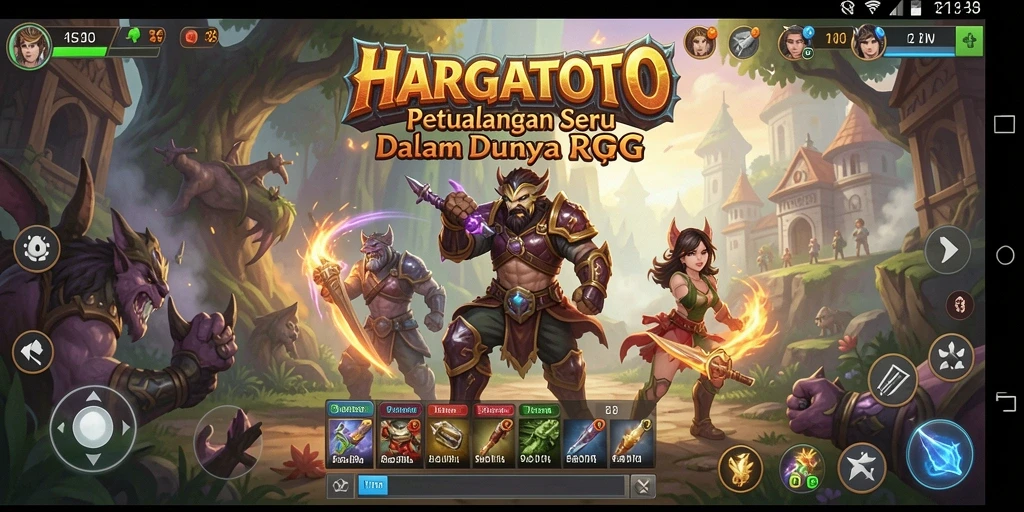 Screenshot HARGATOTO menampilkan aksi pertarungan RPG yang menegangkan.