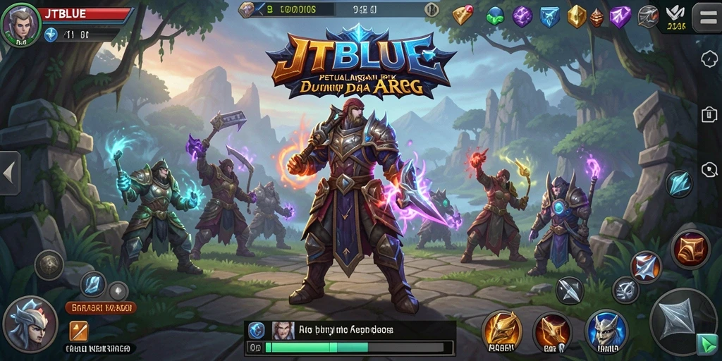 Tampak seru saat karakter bertarung melawan monster di JTBLUE.