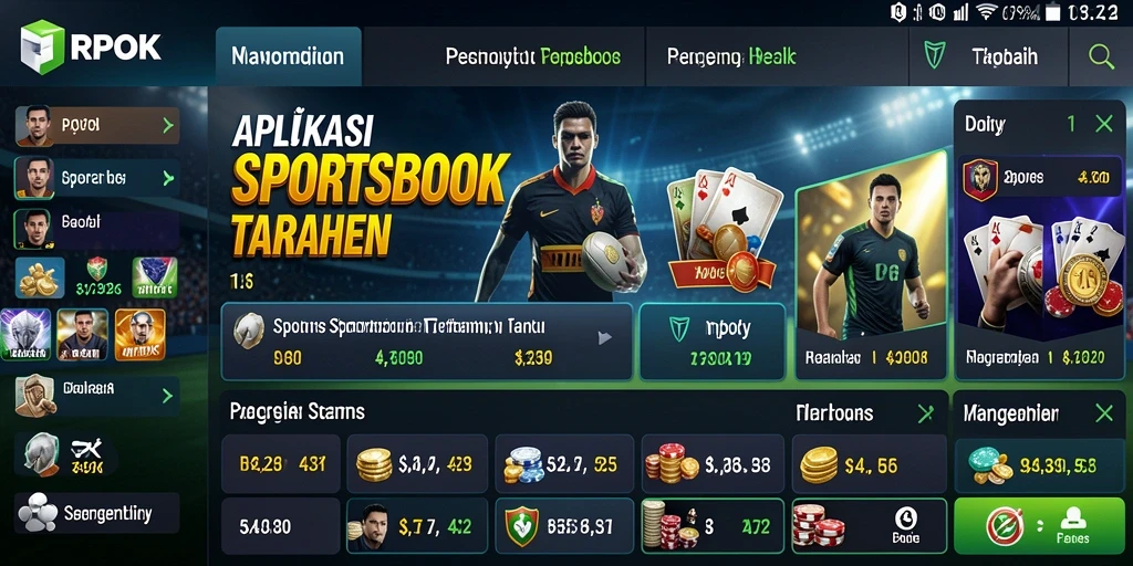 Screenshot utama RPOK menampilkan berbagai pilihan taruhan olahraga.
