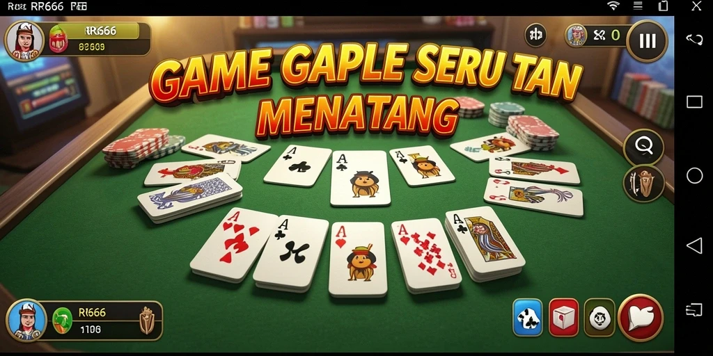 Tampilan gameplay Gaple RR666 dengan desain kartu yang menarik.