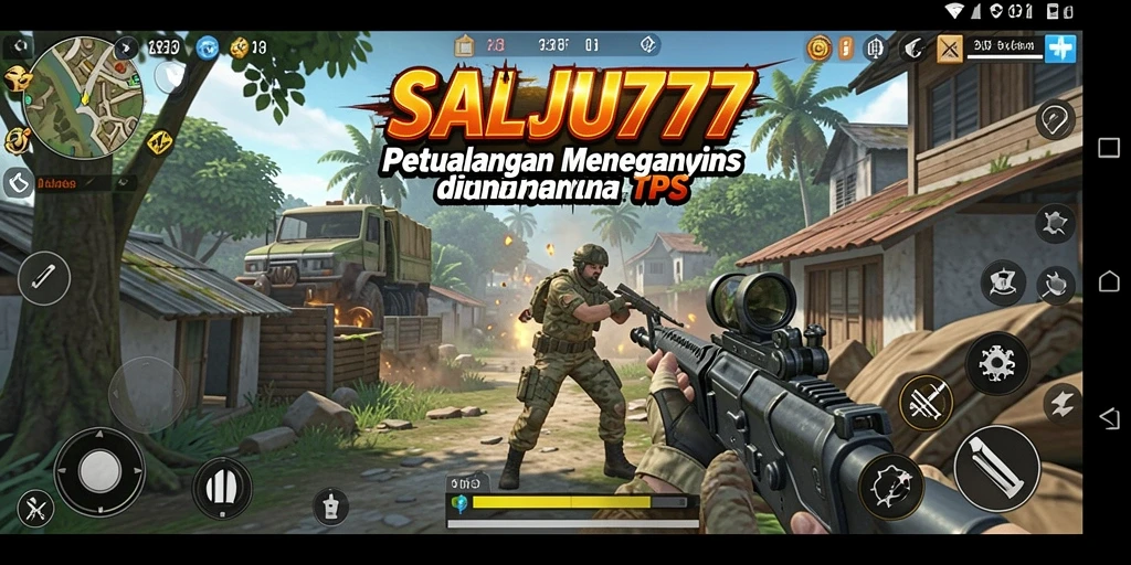 Tampilan screenshot main SALJU777 menunjukkan pertempuran intens dan grafis menarik.