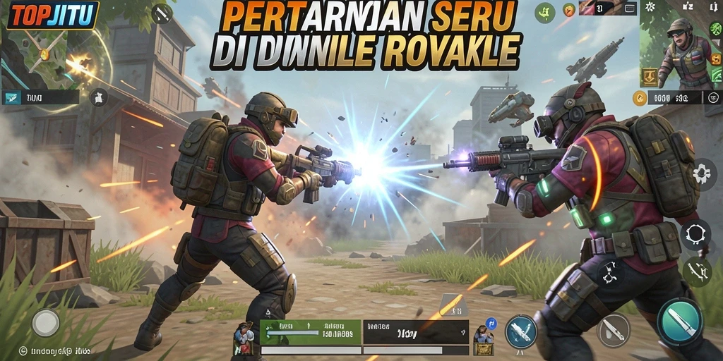 Tampilan gameplay seru dari TOPJITU dalam pertandingan Battle Royale.